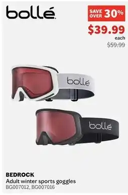 Sports Experts Bolle BEDROCK Adult winter sports goggles offer