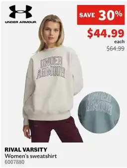 Sports Experts UNDER ARMOUR RIVAL VARSITY Women's sweatshirt offer