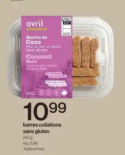 Avril Barres collations sans gluten offer