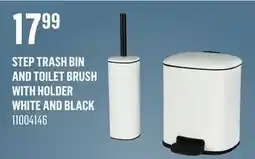 Canac Step Trash Bin and Toilet Brush with Holder White and Black offer