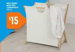 Canac White Laundry Basket with 2 Compartments offer