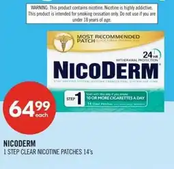 Shoppers Drug Mart Nicoderm 1 step clear nicotine patches offer