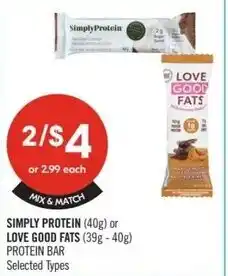 Shoppers Drug Mart Simply protein or love good fats offer