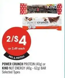 Shoppers Drug Mart Power crunch protein or kind nut energy bar offer