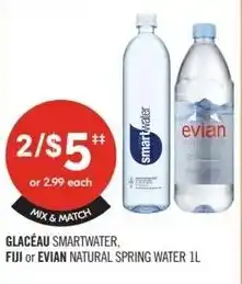 Shoppers Drug Mart Glacéau smartwater, fiji or evian natural spring water offer