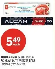 Shoppers Drug Mart Alcan aluminum foil or PC heavy duty freezer bags offer