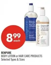 Shoppers Drug Mart Renpure body lotion or hair care products offer