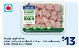 Walmart Maple Leaf Prime diced chicken breasts offer