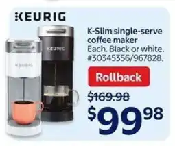 Walmart Keurig K-Slim Single-Serve Coffee Maker offer