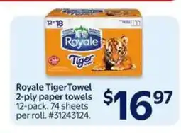 Walmart Royale TigerTowel 2-ply paper towels offer