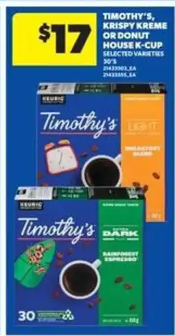 Real Canadian Superstore Timothy's, Krispy Kreme or Donut House K-Cup offer