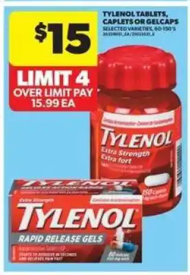Real Canadian Superstore Tylenol Tablets, Caplets or Gelcaps offer