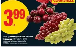 No Frills Red or Green Seedless Grapes or Cherries offer