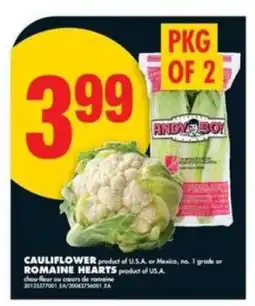 No Frills CAULIFLOWER OR ROMAINE HEARTS offer