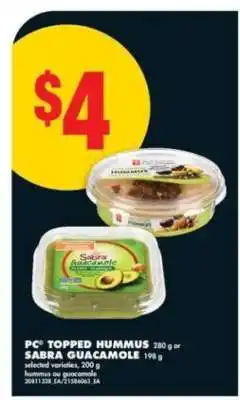 No Frills PC Topped Hummus or Sabra Guacamole offer