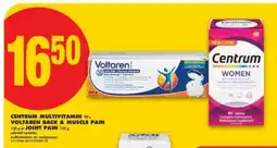 No Frills CENTRUM MULTIVITAMIN 60's, VOLTAREN BACK & MUSCLE PAIN 120 g or JOINT PAIN 100 g offer