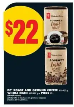 No Frills PC Roast and Ground Coffee Whole Bean offer