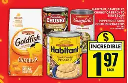 Food Basics Habitant, Campbell's Chunky or Ready to Serve Soup, Pepperidge Farm Goldfish Crackers offer