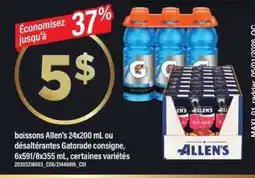 Maxi boissons Allen's ou désaltérantes Gatorade offer
