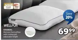 JYSK SOGNDAL Memory foam pillow with cooling gel Adjustable height offer