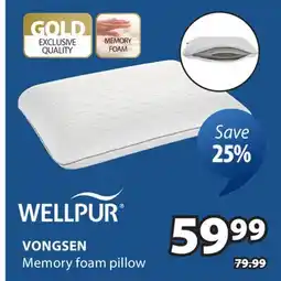 JYSK Wellpur Vongsen Memory foam pillow offer