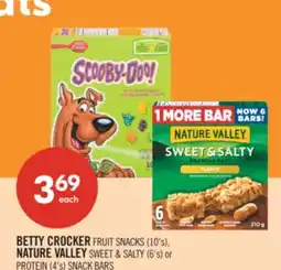 Shoppers Drug Mart BETTY CROCKER FRUIT SNACKS (10's), NATURE VALLEY SWEET & SALTY (6's) or PROTEIN (4's) SNACK BARS offer