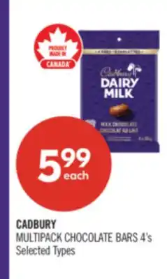 Shoppers Drug Mart CADBURY MULTIPACK CHOCOLATE BARS 4's offer