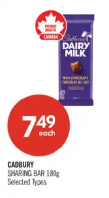 Shoppers Drug Mart CADBURY SHARING BAR offer