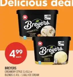 Shoppers Drug Mart BREYERS CREAMERY STYLE (1.41L) or BLENDS (1.41L - 1.66L) ICE CREAM offer