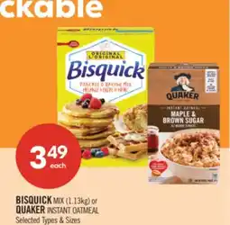 Shoppers Drug Mart BISQUICK Mix (1.13kg) or QUAKER Instant Oatmeal offer