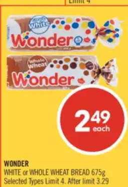 Shoppers Drug Mart WONDER WHITE or WHOLE WHEAT BREAD offer