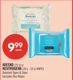 Shoppers Drug Mart AVEENO (25's) or NEUTROGENA (20's - 25's) WIPES offer