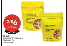 Shoppers Drug Mart NO NAME HONEY-ROASTED CASHEWS or TRAIL MIX offer