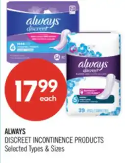 Shoppers Drug Mart ALWAYS DISCREET INCONTINENCE PRODUCTS offer