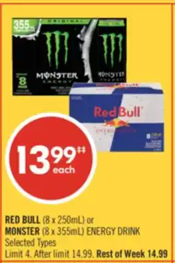 Shoppers Drug Mart RED BULL (8 x 250mL) or MONSTER (8 x 355mL) ENERGY DRINK offer