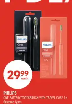 Shoppers Drug Mart PHILIPS ONE BATTERY TOOTHBRUSH WITH TRAVEL CASE offer