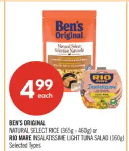 Shoppers Drug Mart BEN'S ORIGINAL NATURAL SELECT RICE (365g - 460g) or RIO MARE INSALATISSIME LIGHT TUNA SALAD (160g) offer