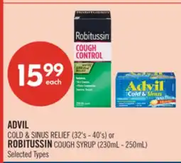 Shoppers Drug Mart ADVIL COLD & SINUS RELIEF (32's - 40's) or ROBITUSSIN COUGH SYRUP (230mL - 250mL) offer