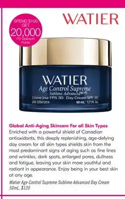 Shoppers Drug Mart Watier Age Control Supreme Sublime Advanced Day Cream offer