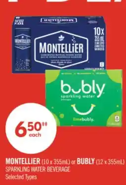 Shoppers Drug Mart MONTELLIER (10 x 355mL) or BUBLY (12 x 355mL) SPARKLING WATER BEVERAGE offer