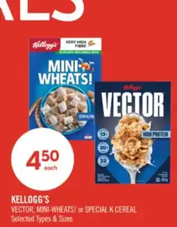 Shoppers Drug Mart KELLOGG'S VECTOR, MINI-WHEATS! or SPECIAL K CEREAL offer