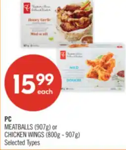 Shoppers Drug Mart PC MEATBALLS (907g) or CHICKEN WINGS (800g - 907g) offer