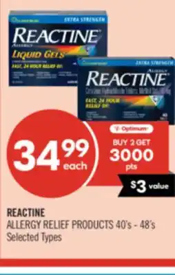 Shoppers Drug Mart REACTINE ALLERGY RELIEF PRODUCTS offer