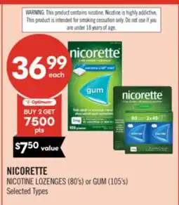 Shoppers Drug Mart NICORETTE NICOTINE LOZENGES (80's) or GUM (105's) offer