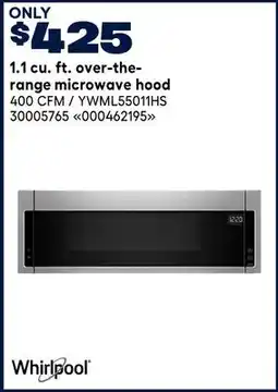 RONA Whirpool 1.1 cu. ft. over-the- range microwave hood offer