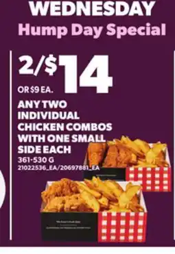 Independent City Market ANY TWO INDIVIDUAL CHICKEN COMBOS WITH ONE SMALL SIDE EACH offer