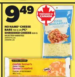Independent City Market NO NAME CHEESE BARS, 700 G OR PC SHREDDED CHEESE, 620 G offer