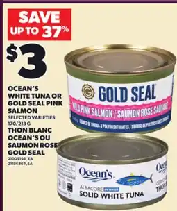 Independent City Market OCEAN'S WHITE TUNA OR GOLD SEAL PINK SALMON, 170/213 G offer