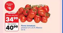 Wholesale Club ROMA TOMATOES, 25 LB offer
