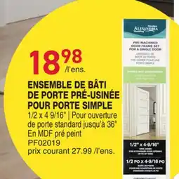 Matério ENSEMBLE DE BÂTI DE PORTE PRÉ-USINÉE POUR PORTE SIMPLE ALEXANDRIA offer